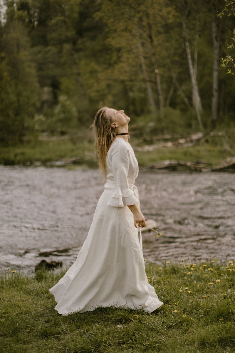 Wrap Around Linen Wedding Dress