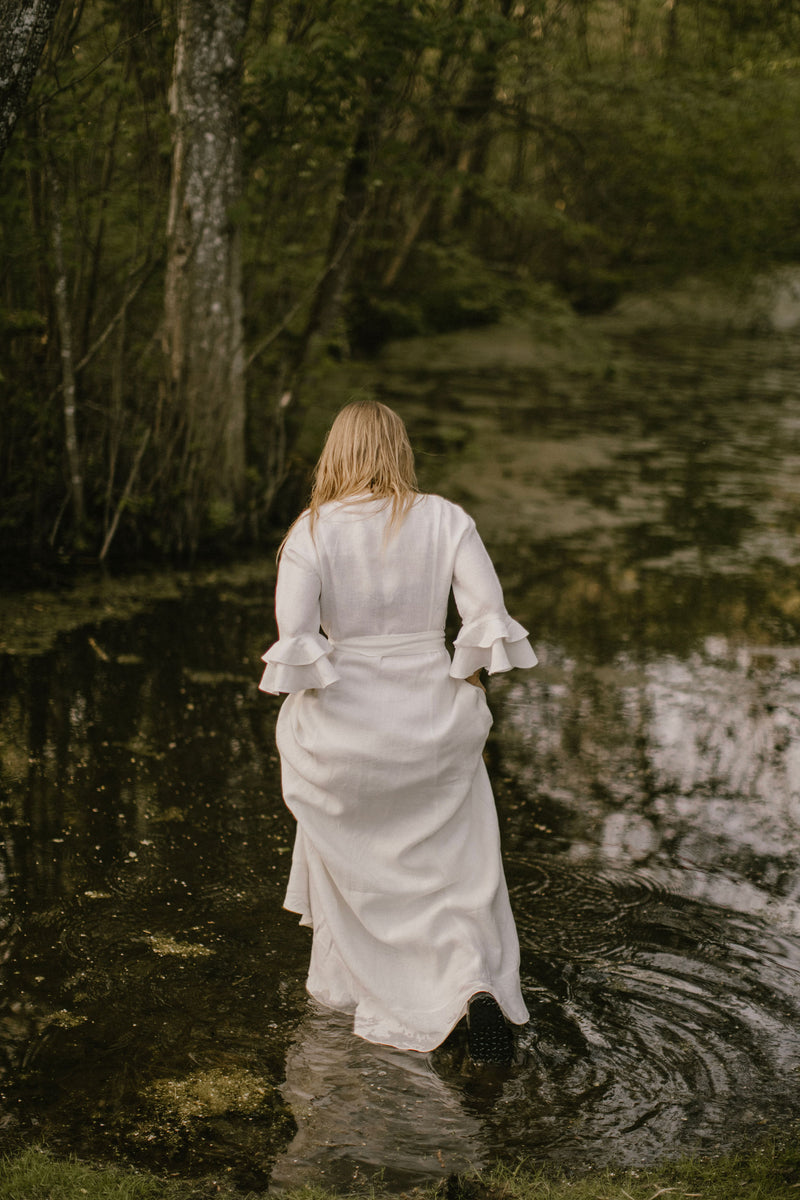 Wrap Around Linen Wedding Dress