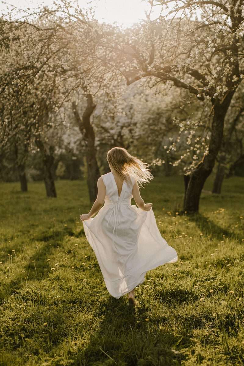 Linen Goddess Wedding Dress