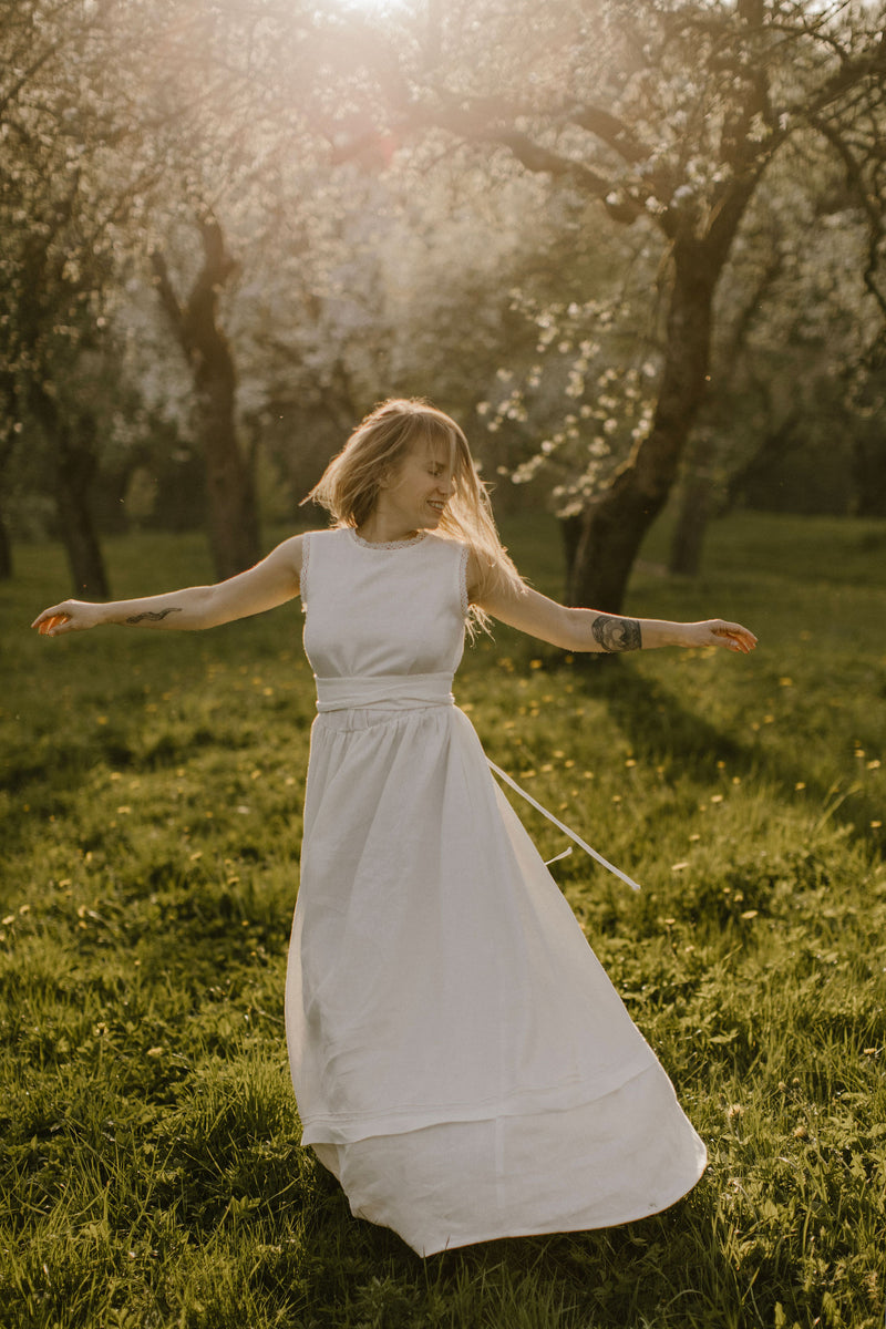 Linen Goddess Wedding Dress