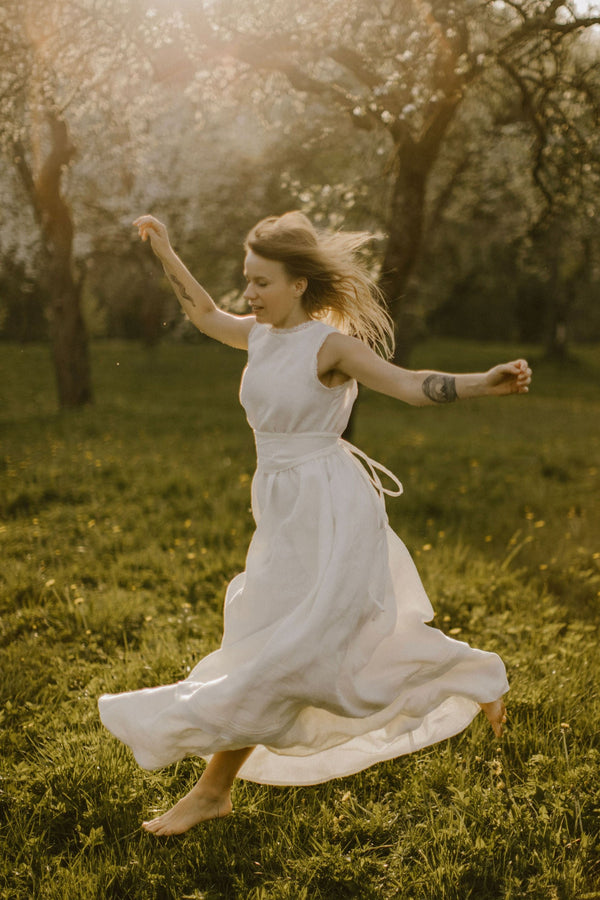 Linen Goddess Wedding Dress