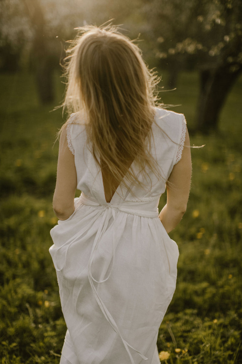 Linen Goddess Wedding Dress