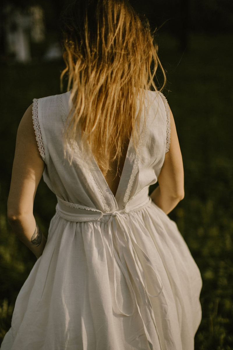 Linen Goddess Wedding Dress