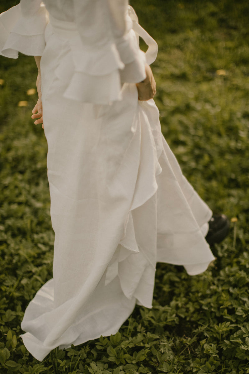 Wrap Around Linen Wedding Dress