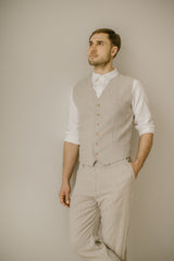 Linen Trousers, Shirt, Waistcoat Set (Set Of 3)