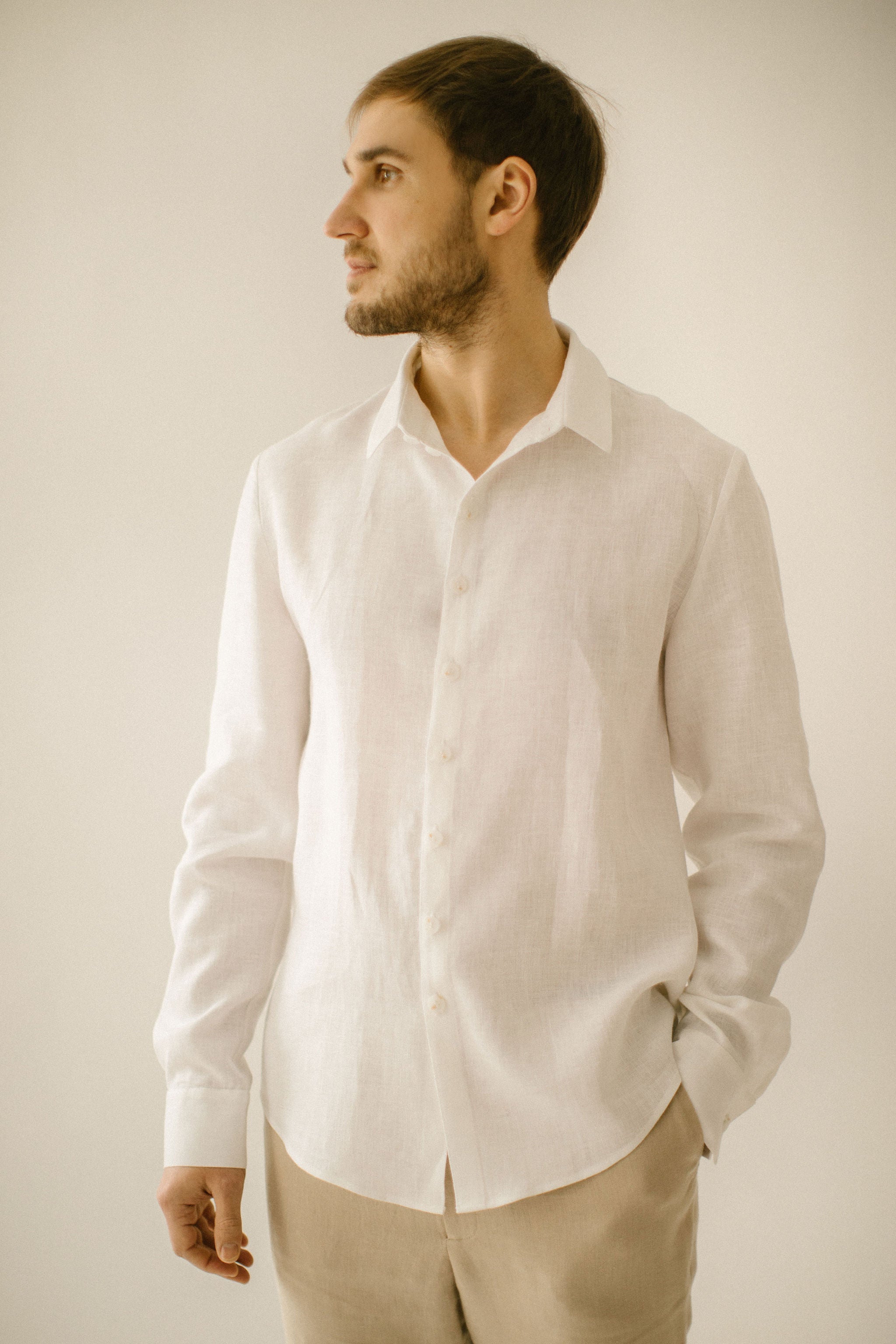 Linen groom shirt. Handcrafted by Linen Wedding Dress.